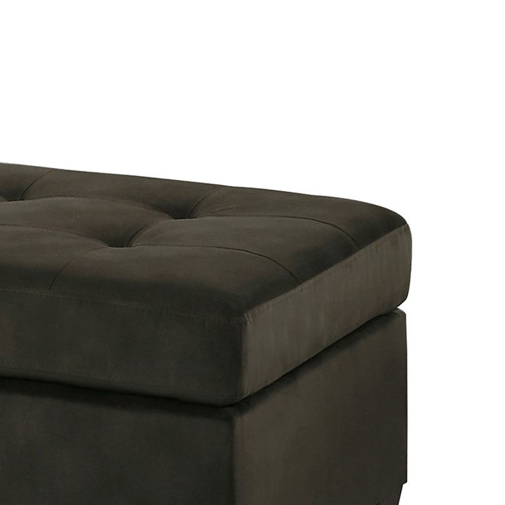 Polyester Upholstered Ottoman With Tufted Seat, Chocolate Brown - View 2