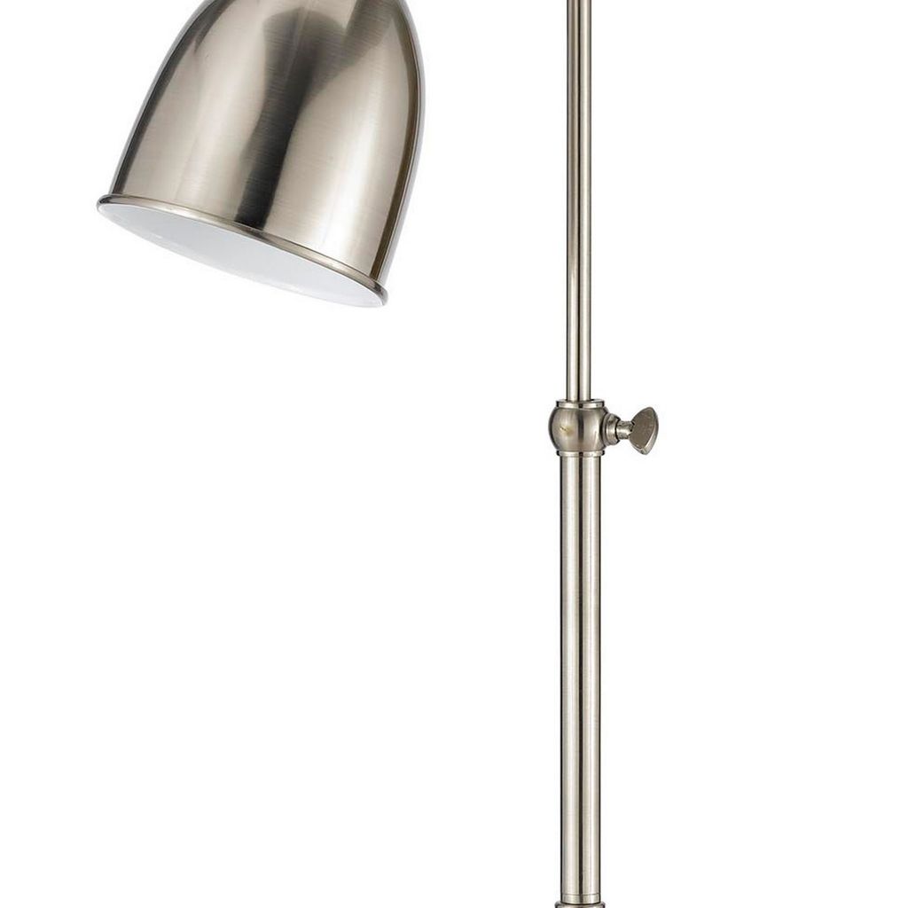 Metal Round 25" Table Lamp with Adjustable Pole, Silver - View 3