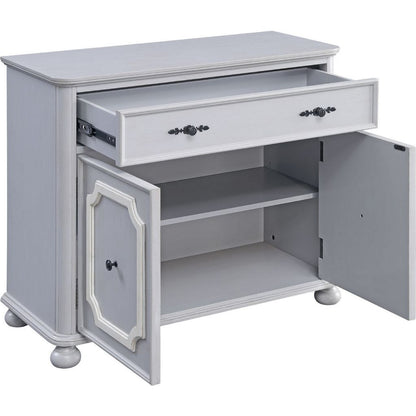 MDF Cabinet with Double Door Storage and Bun Feet, White - View 4