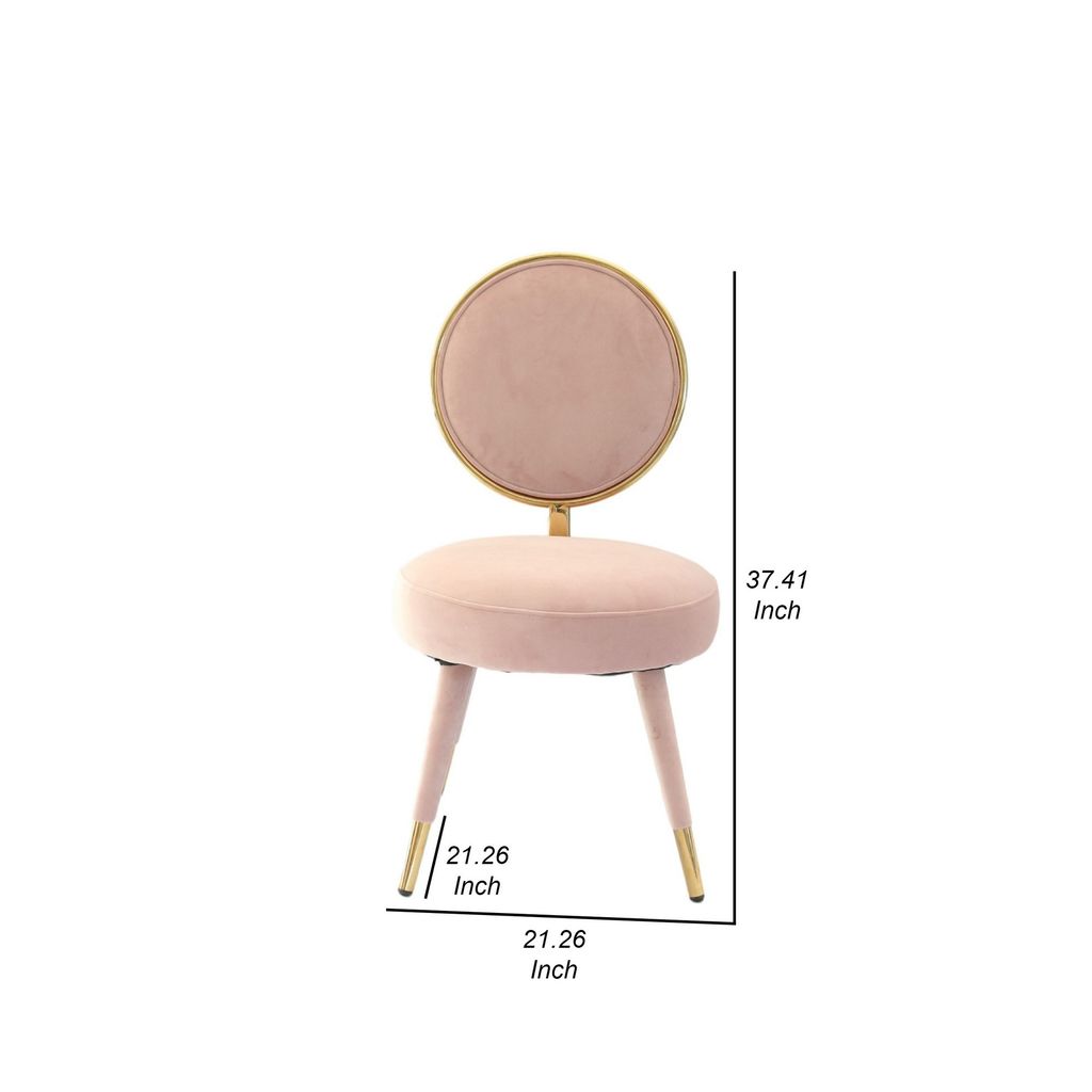 Cid 21 Inch Modern Glam Accent Chair, Round Backrest, Set of 2, Pink Velvet - View 6