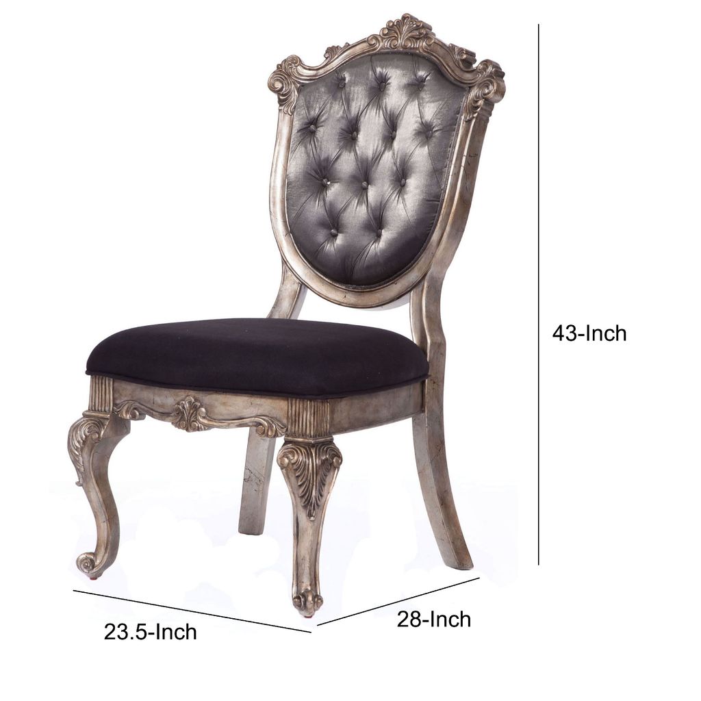 28 Inch Wide Wood Dining Chair Gray, Silver, Set of Two - View 6