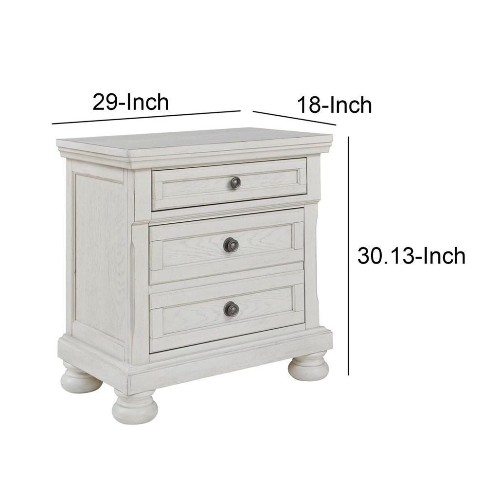 Julia 30 Inch Casual Nightstand, Wood, 2 Drawers, Pull Out Tray, White - View 5