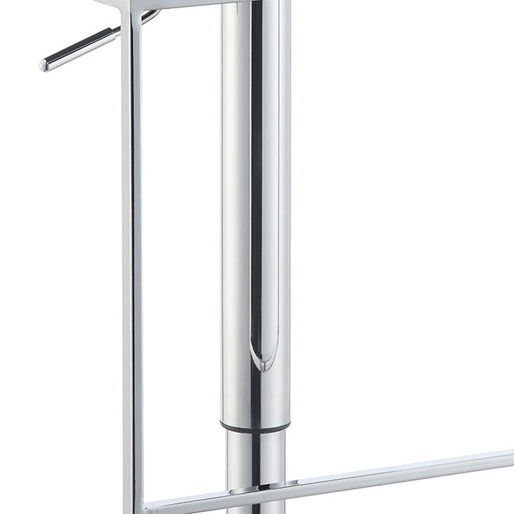 Adjustable Contemporary Metal Bar Stool, Black & Silver - View 4