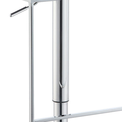 Adjustable Contemporary Metal Bar Stool, Black & Silver - View 4