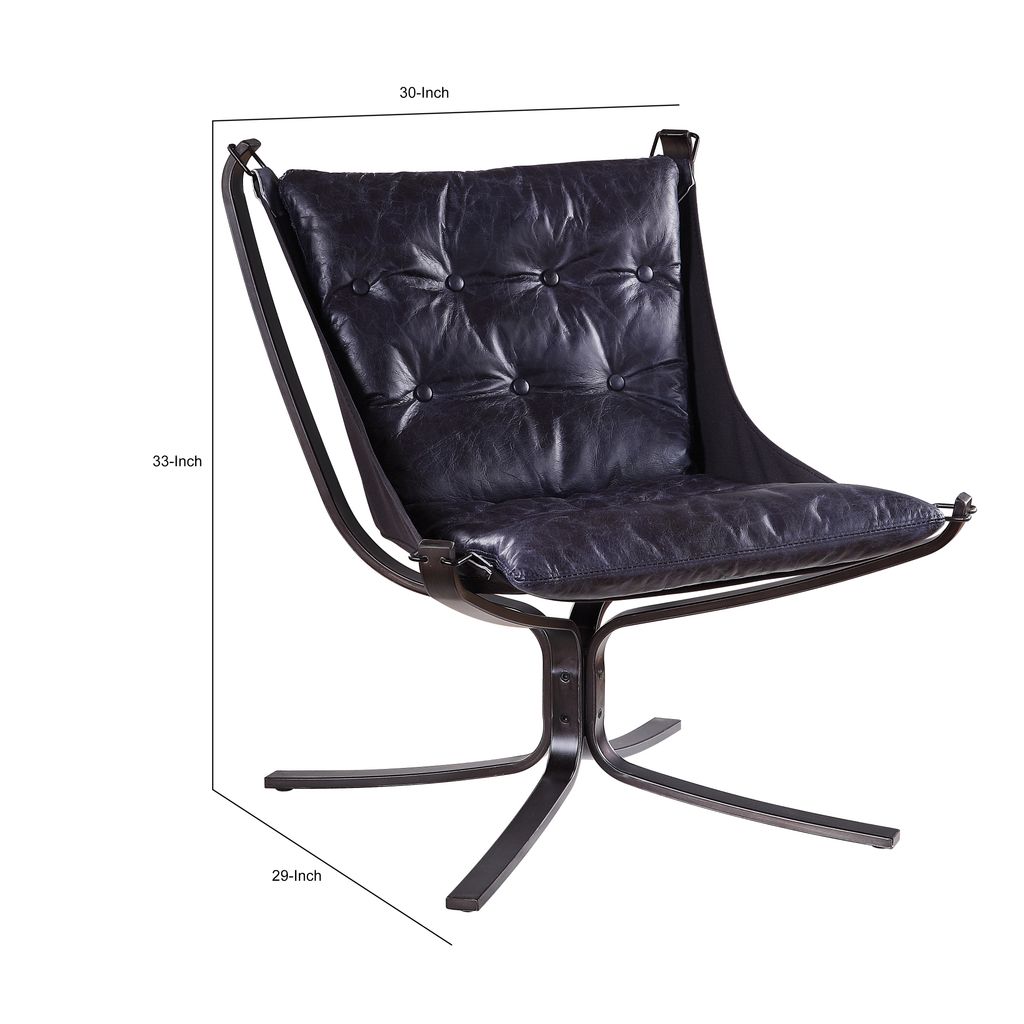 Star Base Metal Accent Chair with Faux Leather Seating, Blue and Brown - View 6