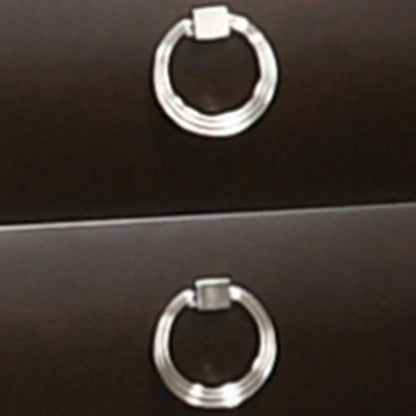 2 Drawer Wooden Nightstand with Metal Ring Handles and Harpin Legs, Brown - View 2
