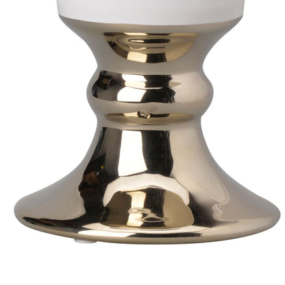 Ceramic Vase with Flared Top and Pedestal Base, Large, White and Gold - View 2