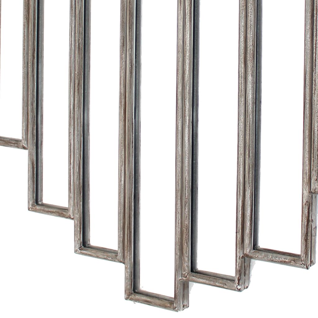 Wooden Wall Mirror with Multiple Framed Sculptures, Silver - View 2