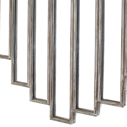 Wooden Wall Mirror with Multiple Framed Sculptures, Silver - View 2