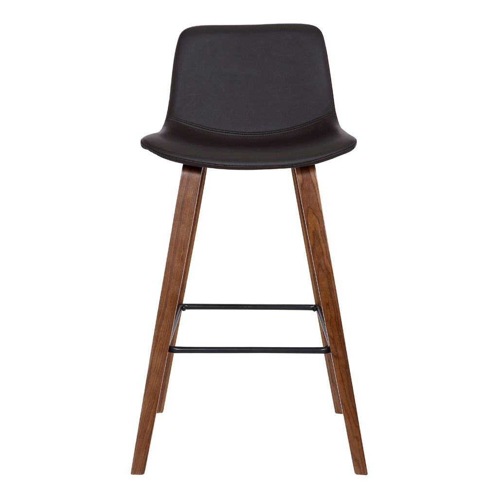 35 Inch Wooden Barstool with Leatherette Seat, Brown - View 2