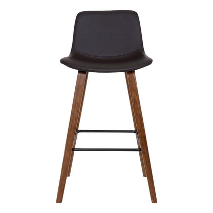 35 Inch Wooden Barstool with Leatherette Seat, Brown - View 2