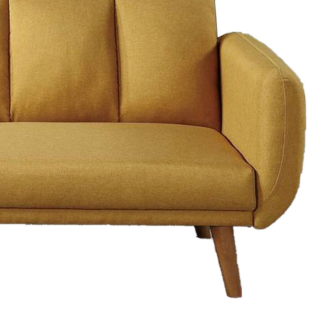 Adjustable Upholstered Sofa with Track Armrests and Angled Legs, Yellow - View 4
