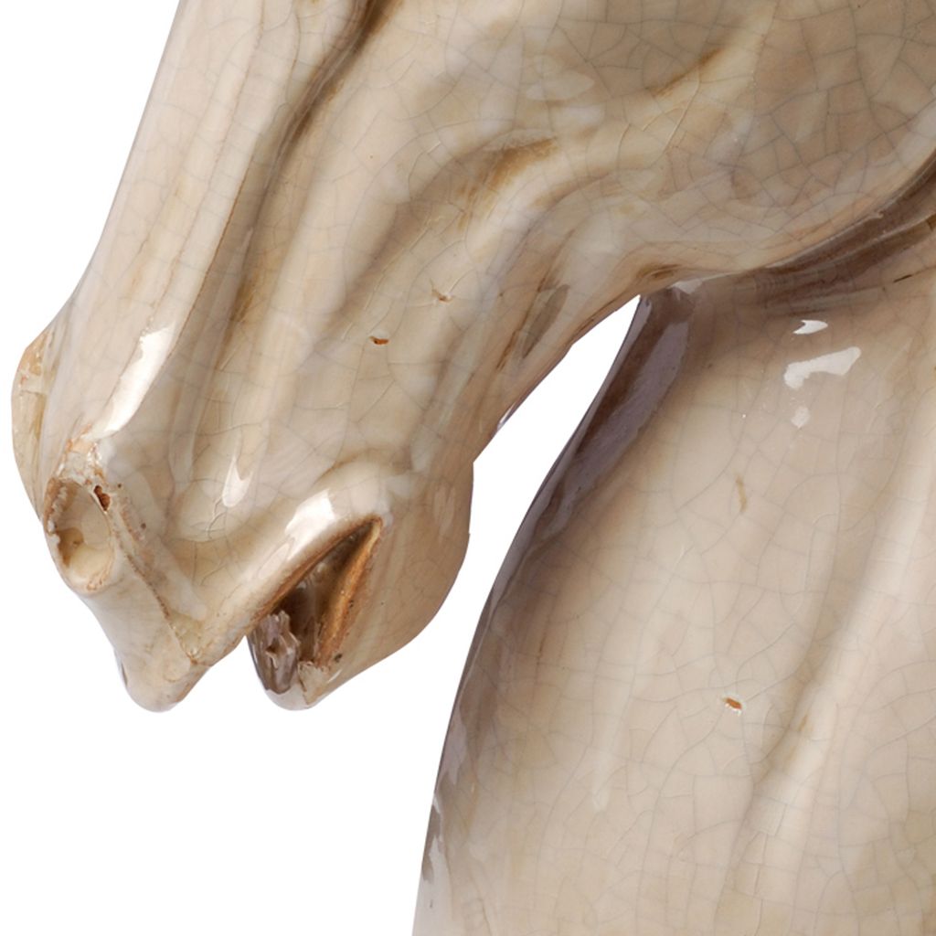 Transitional Style Ceramic Horse Head Decor Piece, Large, Beige - View 2