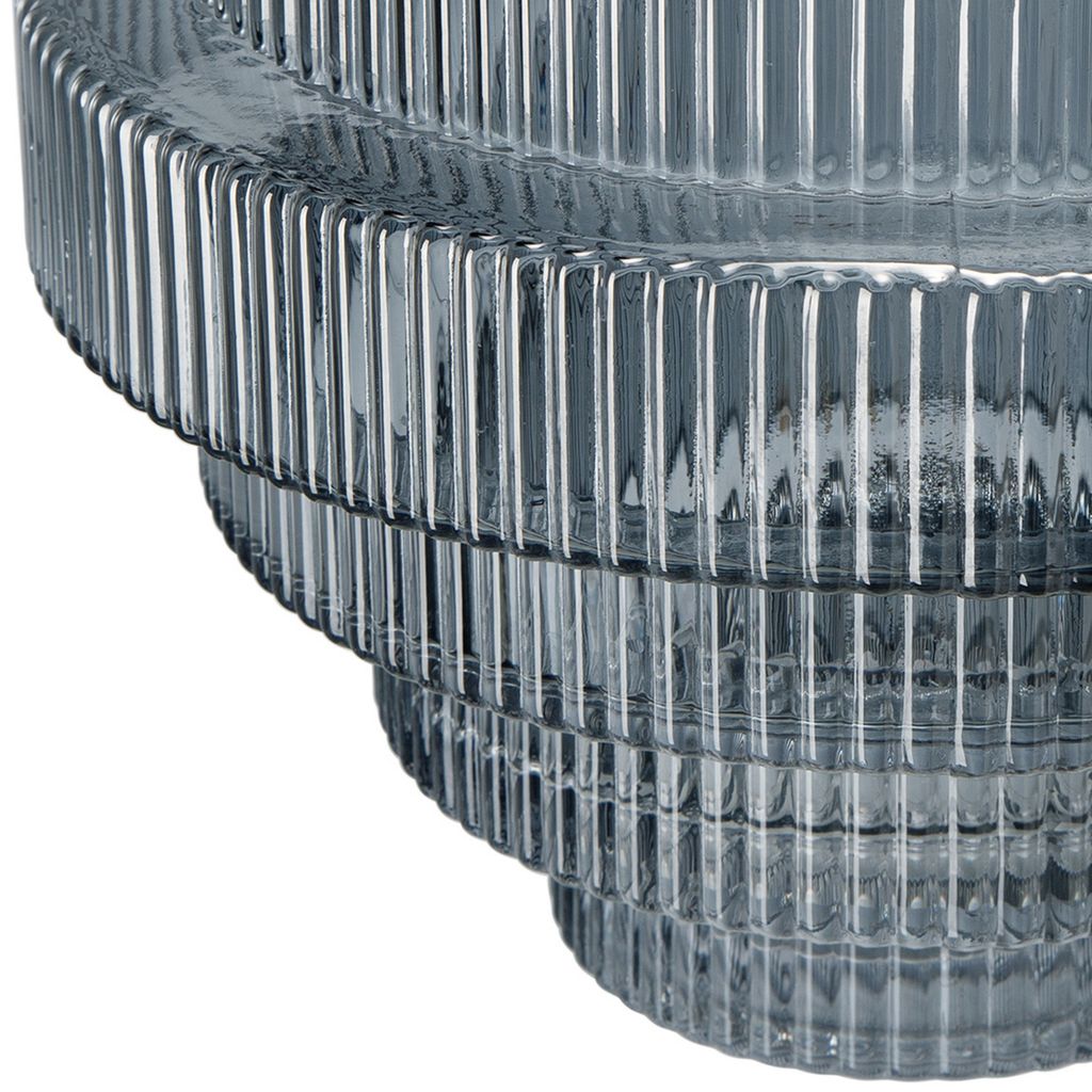 Rae 10 Inch Glass Vase, Geometric Round, Contemporary, Smokey Blue, Clear - View 4
