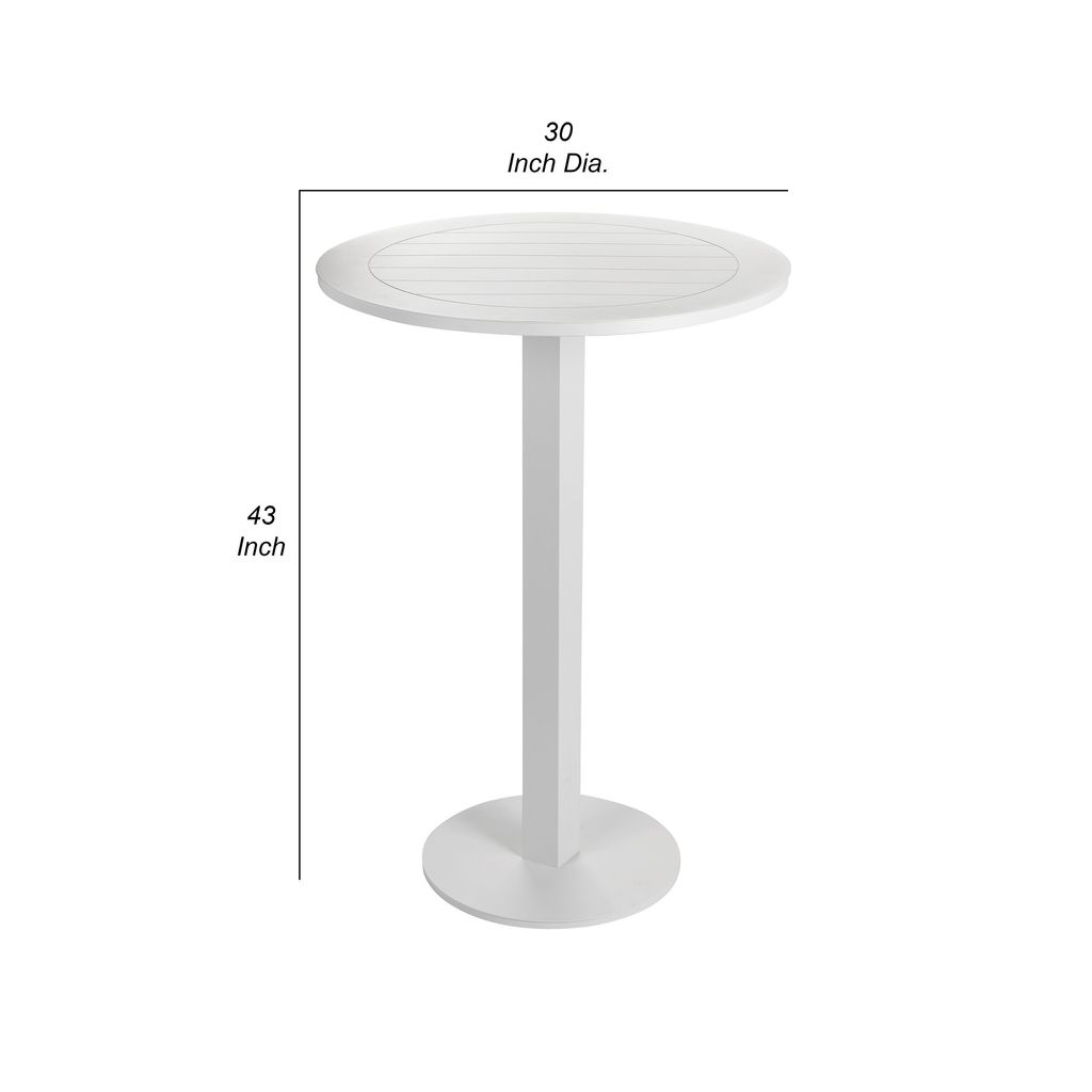 Keli 43 Inch Outdoor Bar Table, White Aluminum Frame, Foldable Design - View 5
