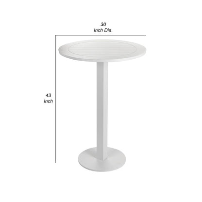 Keli 43 Inch Outdoor Bar Table, White Aluminum Frame, Foldable Design - View 5
