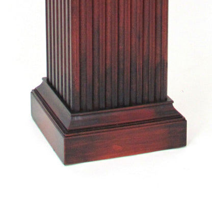 Square Shaped Column Pedestal with Reeded Design, Brown - View 4