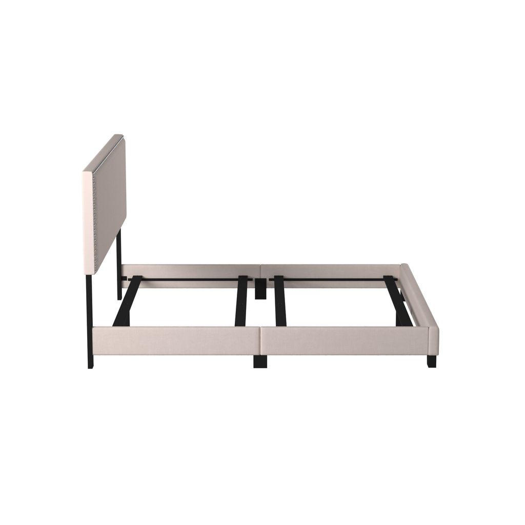 Ivory Upholstered Eastern King Bed - View 5