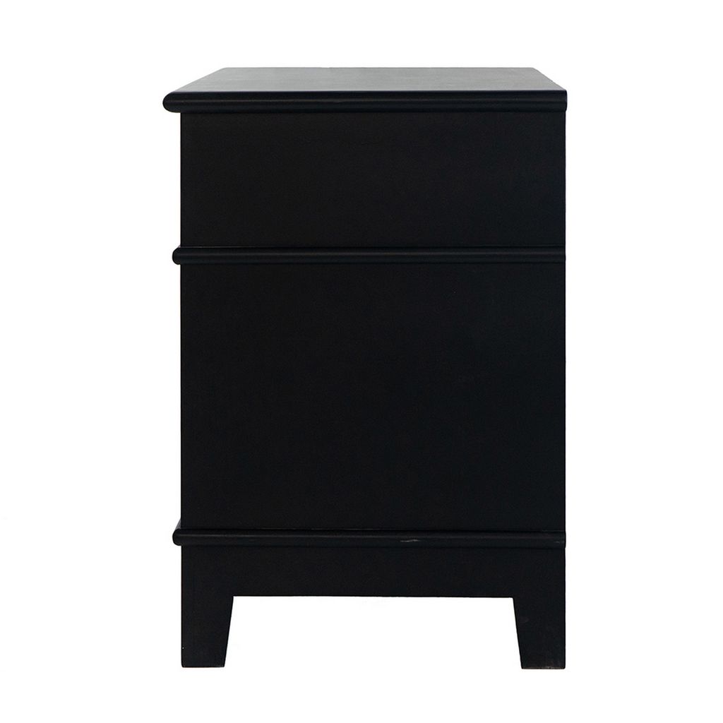 Dana 27 Inch Bedside Table, 2 Rattan Drawers, Pine Wood, Black, Brown - View 4
