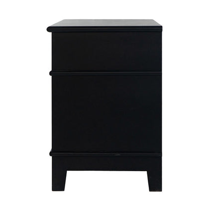 Dana 27 Inch Bedside Table, 2 Rattan Drawers, Pine Wood, Black, Brown - View 4
