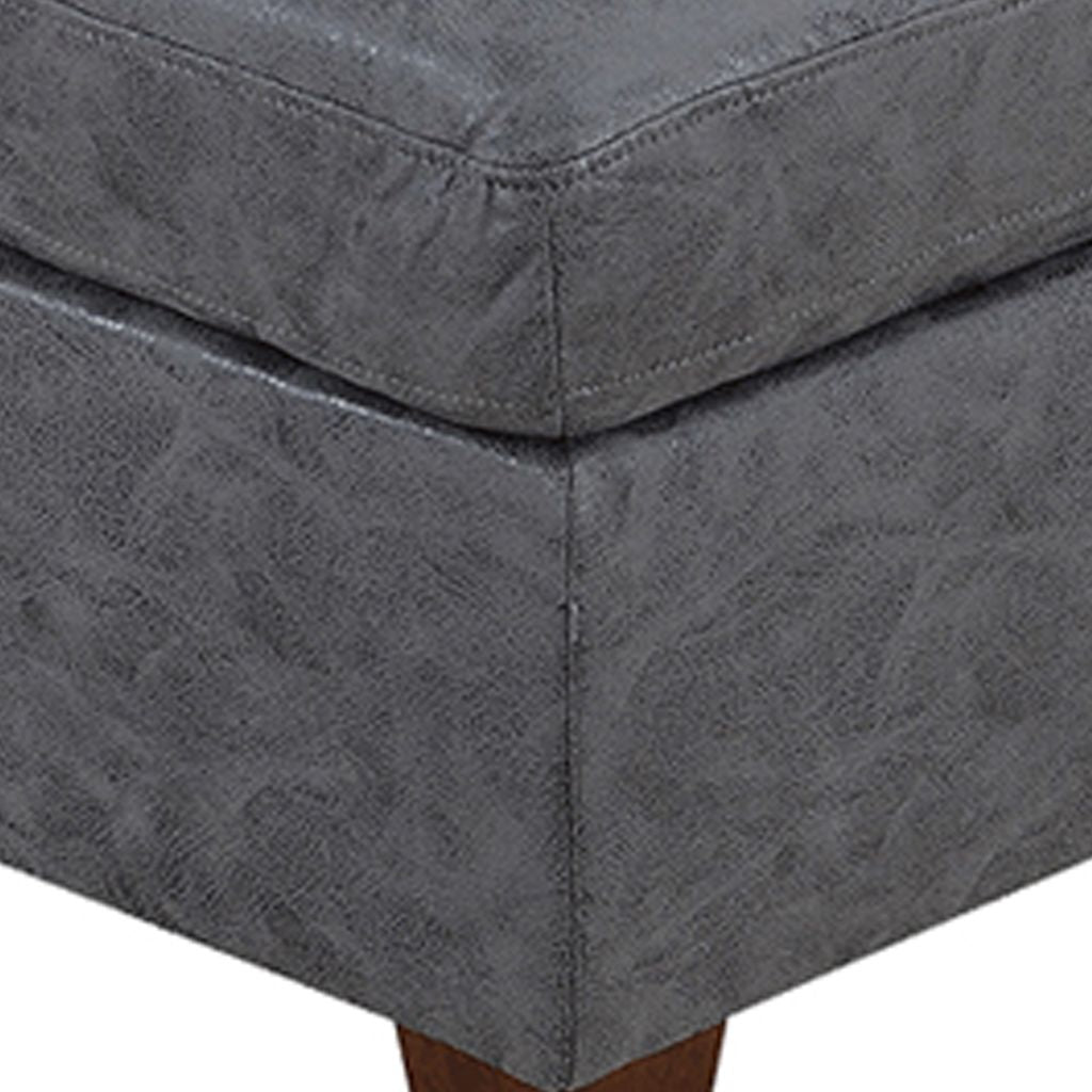 Contemporary Leatherette Rectangular tufted Ottoman, Gray - View 4