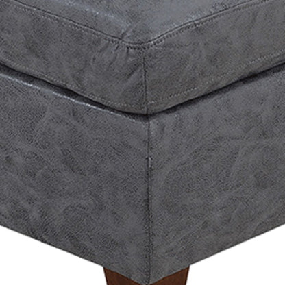 Contemporary Leatherette Rectangular tufted Ottoman, Gray - View 4