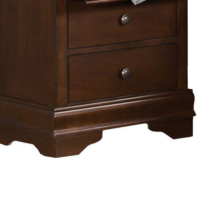 Wooden Night Stand With Hidden Drawer, Cherry Brown - View 3