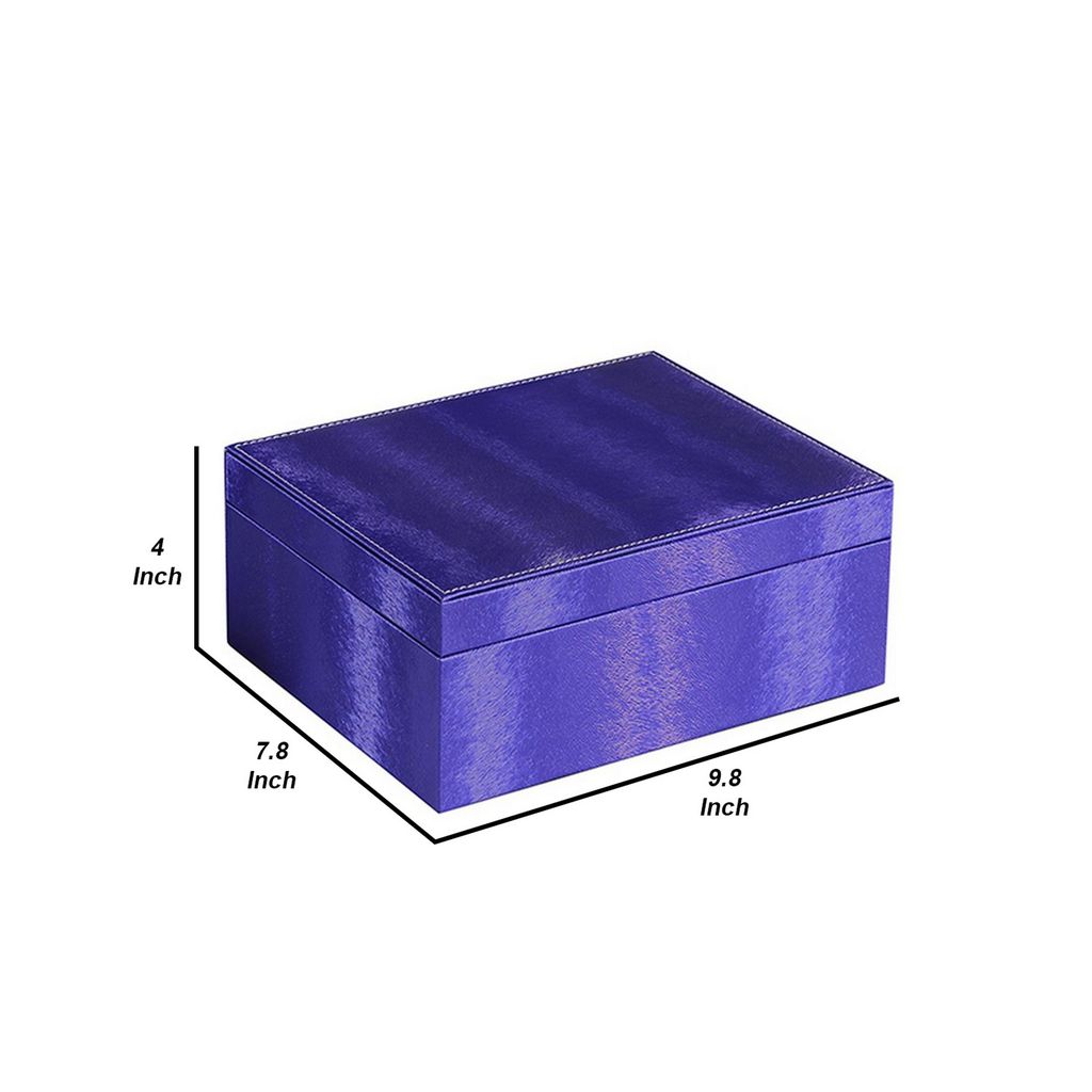 Jewelry Case with 2 Slots and Earrings Hanger, Blue - View 6