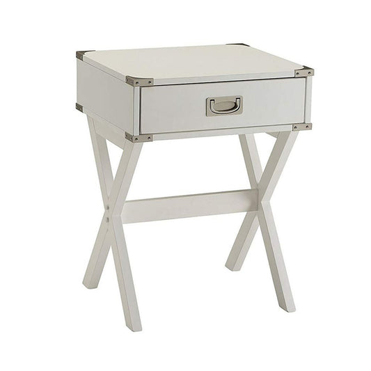 Square End Table, White