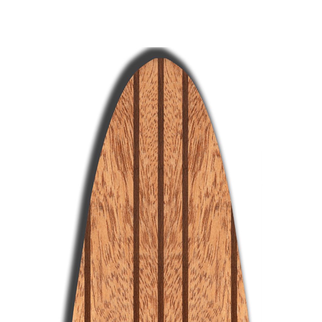 Contemporary Wooden Surfboard Wall Art with Block Stripe Print, Brown - View 2