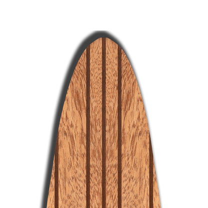 Contemporary Wooden Surfboard Wall Art with Block Stripe Print, Brown - View 2