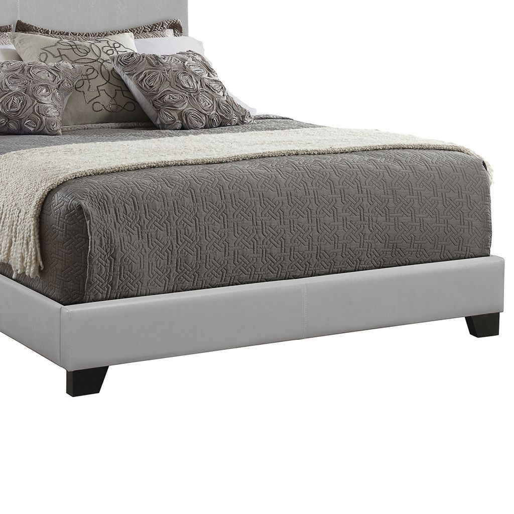 Leather Upholstered California King Size Platform Bed, Gray - View 4