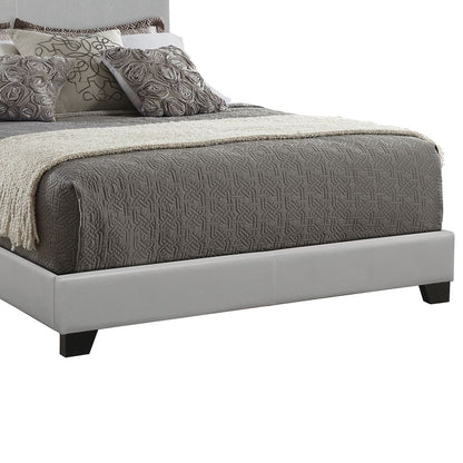 Leather Upholstered California King Size Platform Bed, Gray - View 4
