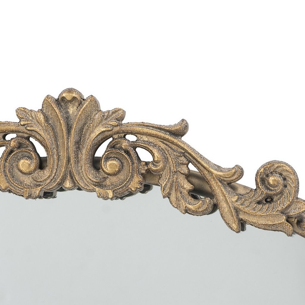 Kea 32 Inch Vintage Round Wall Mirror, Gold Metal Frame, Baroque Design - View 3