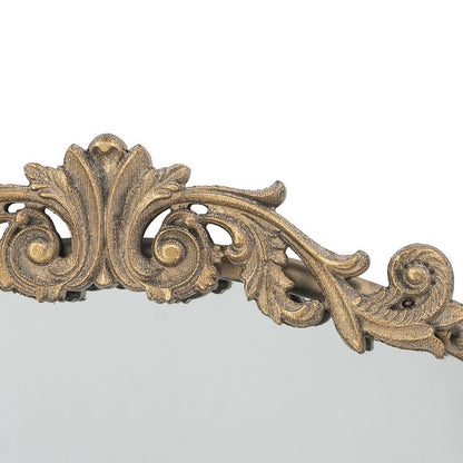 Kea 32 Inch Vintage Round Wall Mirror, Gold Metal Frame, Baroque Design - View 3