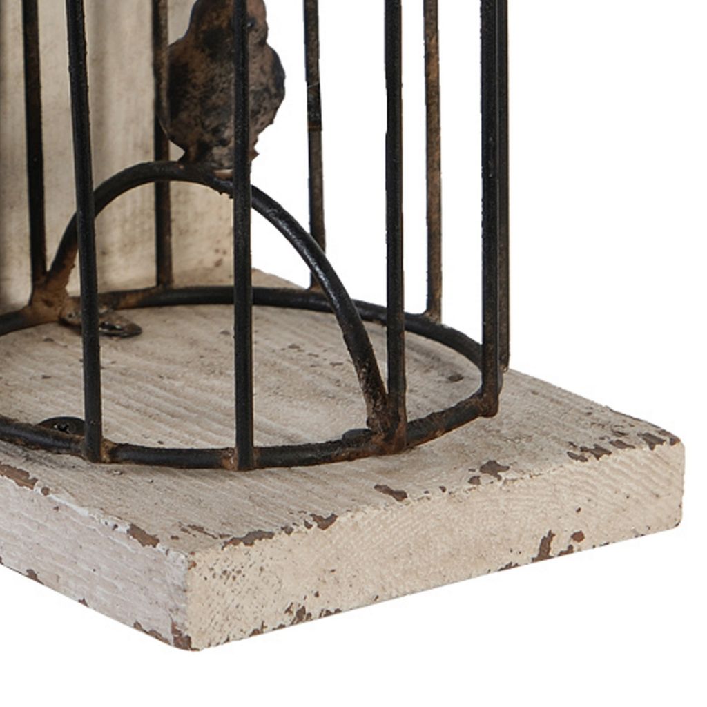 Ari Set of 2 Classic Bookends, Birdcage, Iron and Fir Wood, Black, Brown - View 4