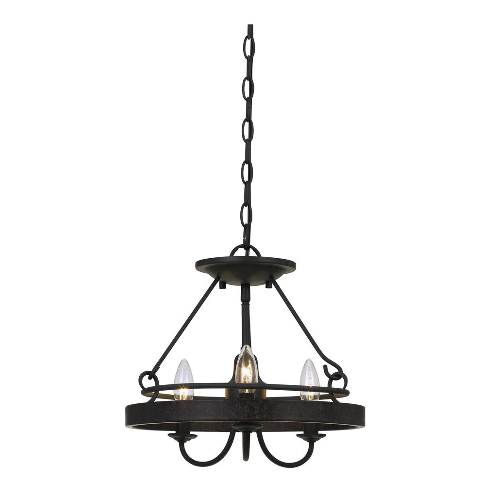 60 X 3 Watt Metal Frame Pendant with Hardwired Switch, Textured Gray