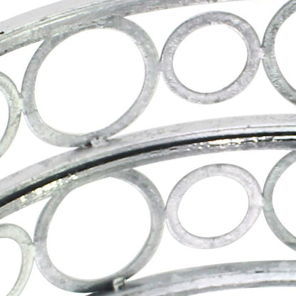 Round Metal Tray Set of 2 with Geometric Mirror Panel Inserts, Silver - View 4