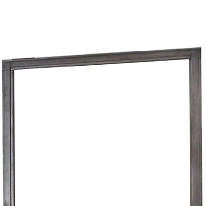 38 Transitional Style Square Wooden Frame Mirror, Gray - View 3