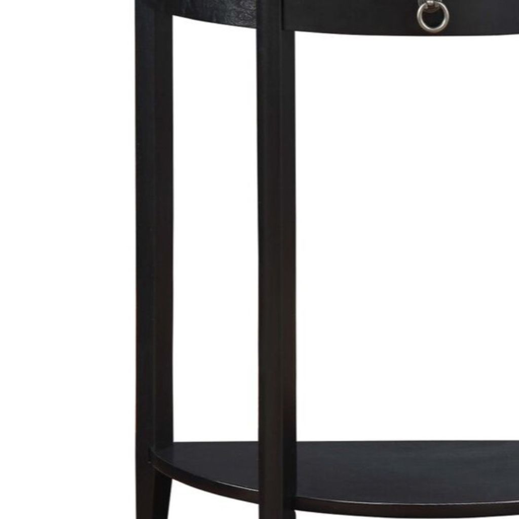 Wooden Half Moon Shaped Console Table with One Storage Drawer, Black - View 5