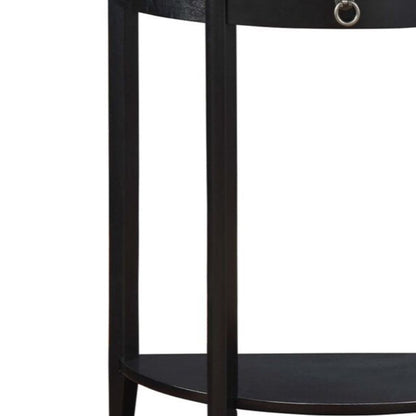 Wooden Half Moon Shaped Console Table with One Storage Drawer, Black - View 5