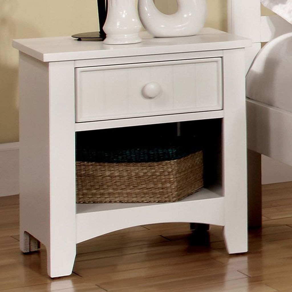 Omnus Wood Night Stand, White Finish - View 2