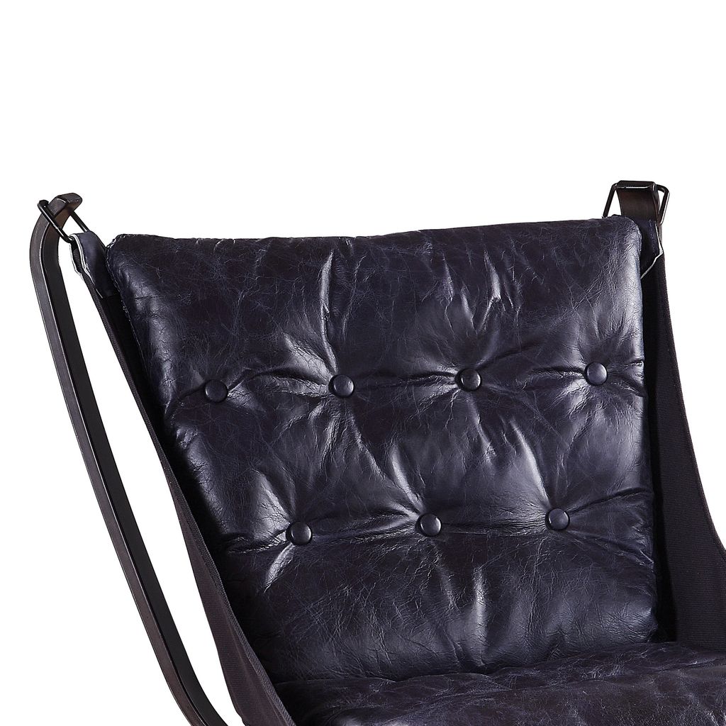 Star Base Metal Accent Chair with Faux Leather Seating, Blue and Brown - View 4