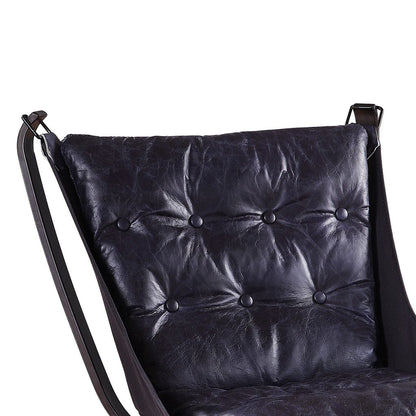 Star Base Metal Accent Chair with Faux Leather Seating, Blue and Brown - View 4
