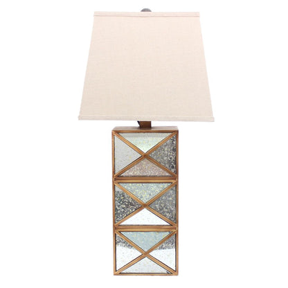 Metal Table Lamp Set of 2 with X Shape Design and Mirror Front,Multicolor