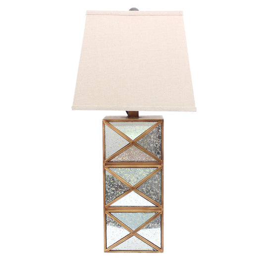 Metal Table Lamp Set of 2 with X Shape Design and Mirror Front,Multicolor