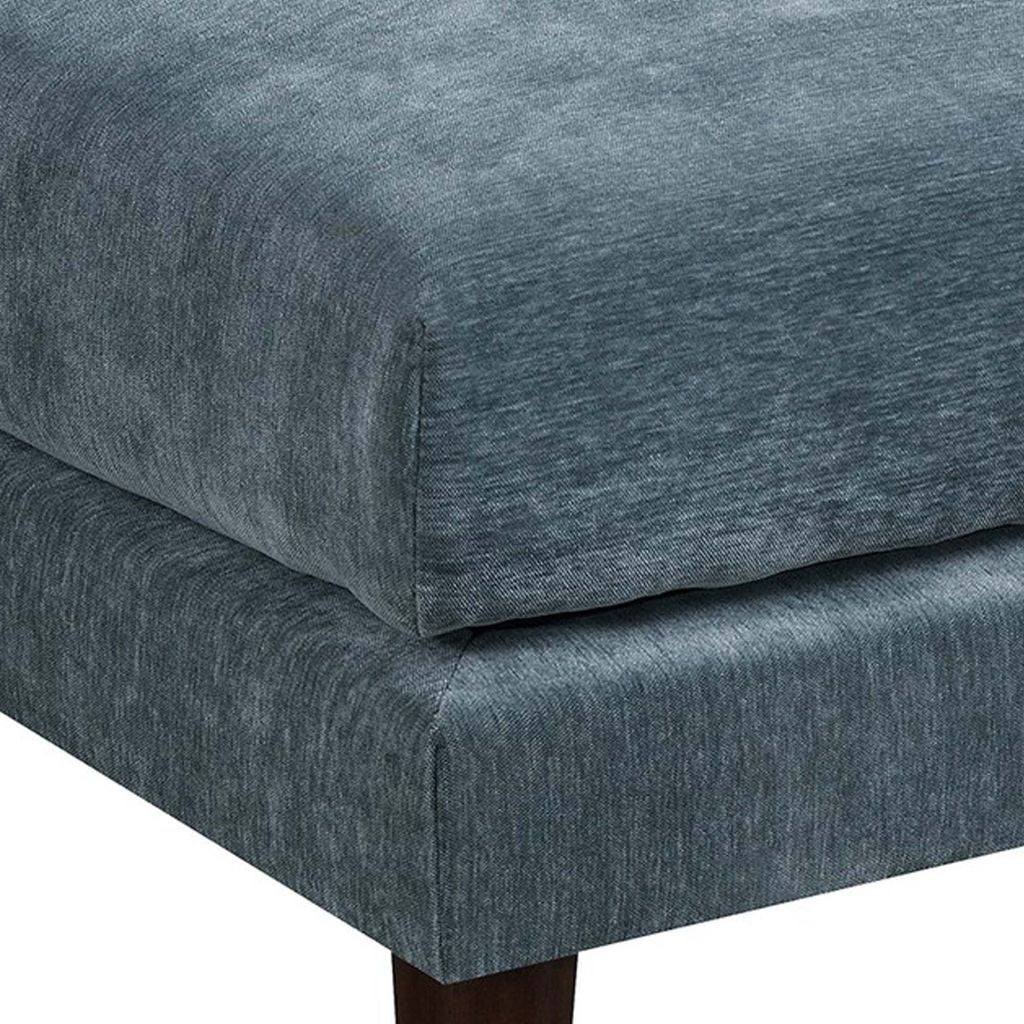 Rio 32 Inch Modular Ottoman, Box Cushion Seat, Wood Legs, Slate Blue Fabric - View 2