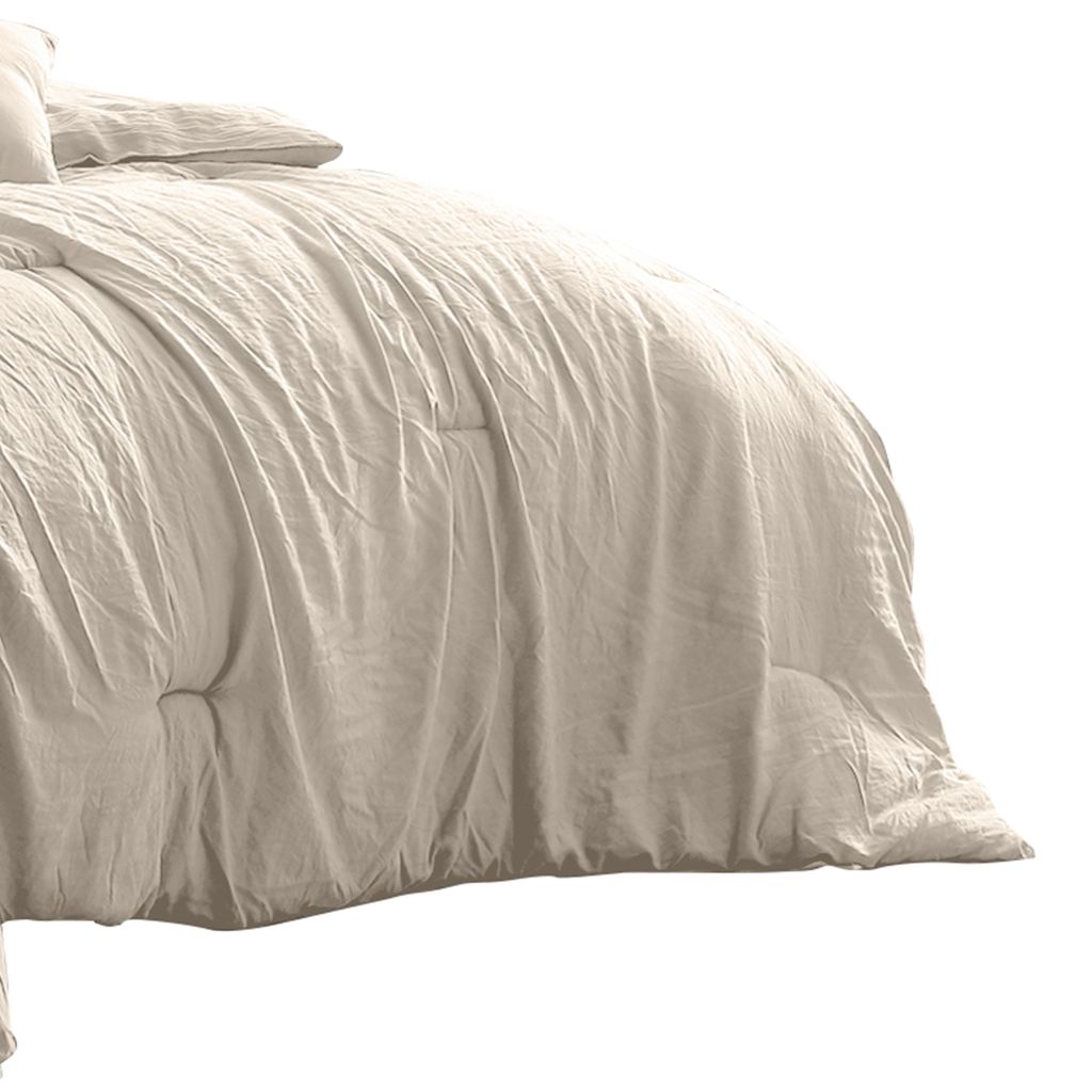 Veria 4 Piece Queen Comforter Set with Deep Stitching The Urban Port, Beige - View 5