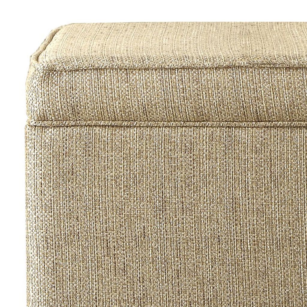 Rectangular Fabric Upholstered Wooden Ottoman with Lift Top Storage, Brown - View 3