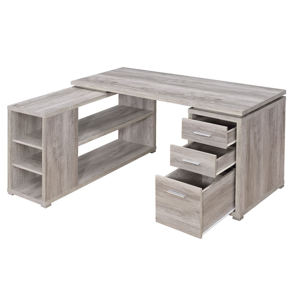 Contemporary Style L Shaped Office Desk, Gray - View 4